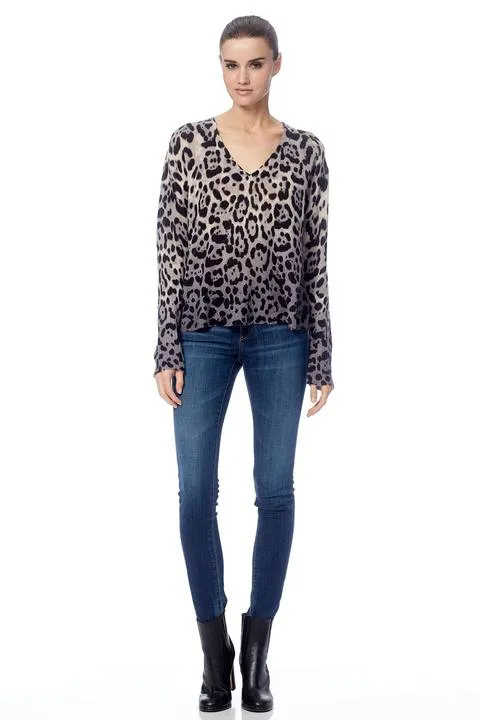 360 Cashmere- Lauren Leopard Print/Dip Dye Sweater