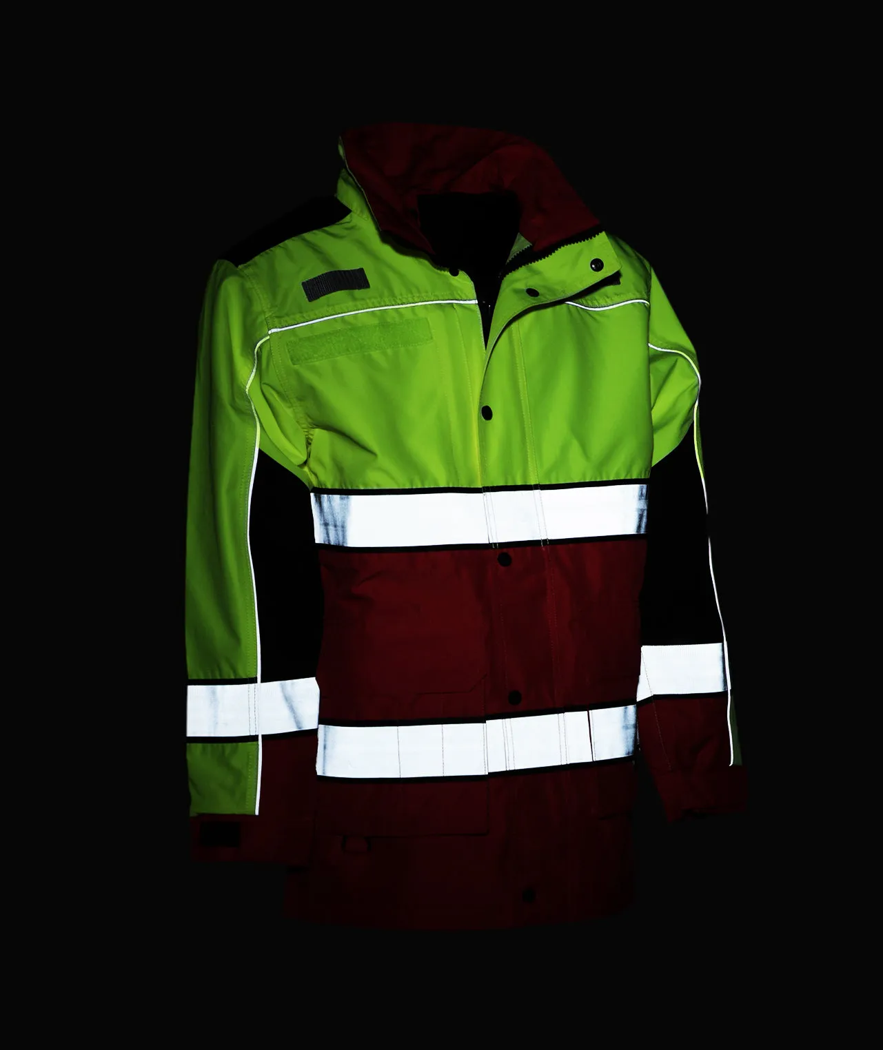 461STLR Safety Jacket: Hi-Vis Responder Parka: Waterproof: 2-Tone Lime & Red