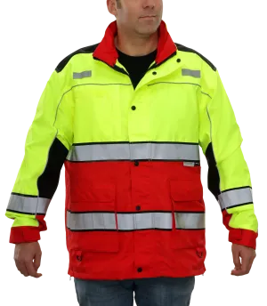 461STLR Safety Jacket: Hi-Vis Responder Parka: Waterproof: 2-Tone Lime & Red