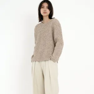 7115 by Szeki Frizzy Oatmeal Chunky Fisherman Crewneck Sweater