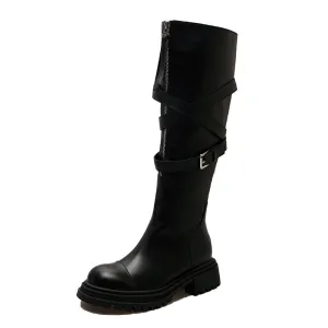 ABCYLM women's knee-high boots, black