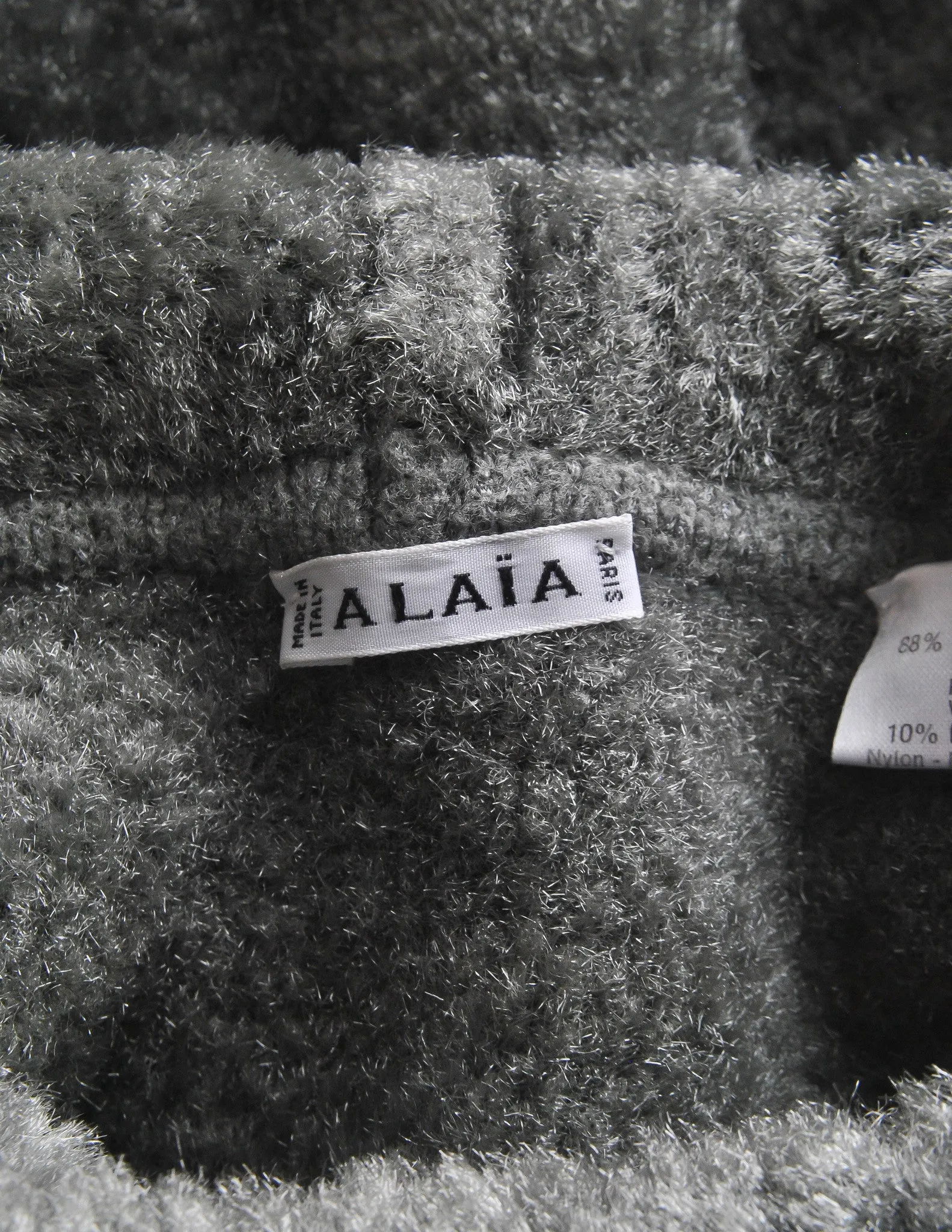 Alaïa Vintage Grey Fuzzy Oversized Turtleneck Sweater