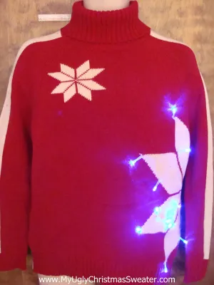 Amazing Vintage 60s or 70s Two Sided Light Up Ugly Xmas Sweater