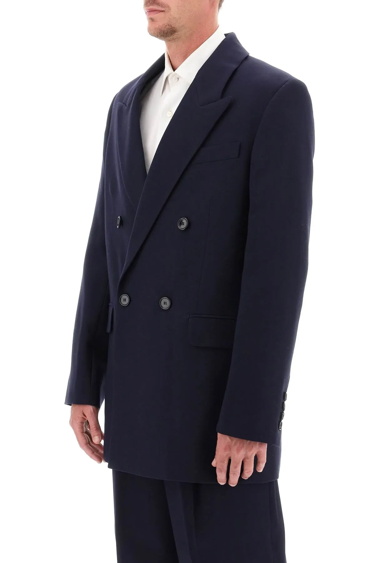 Ami Alexandre Matiussi Wool Serge Double-Breasted Blazer