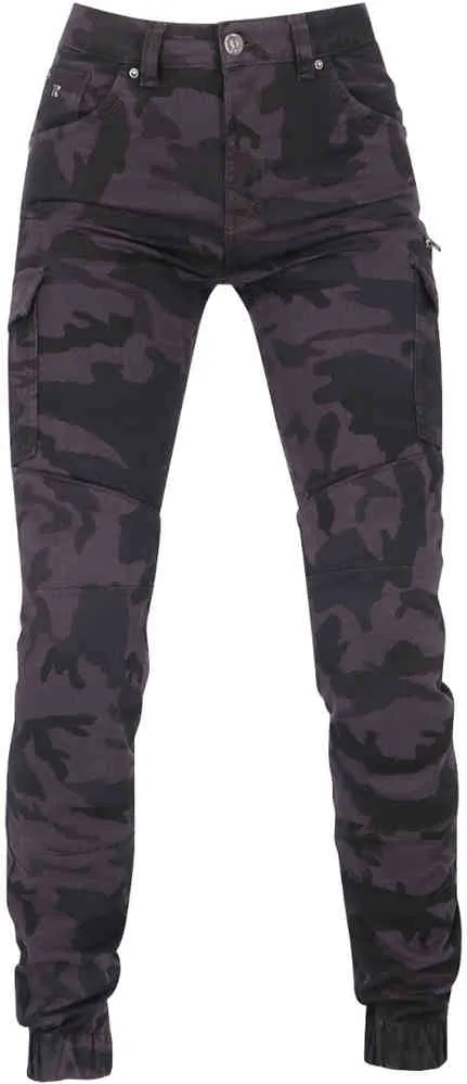 Apache Camo Richa Women's Motorcycle Jeans, Black Camo