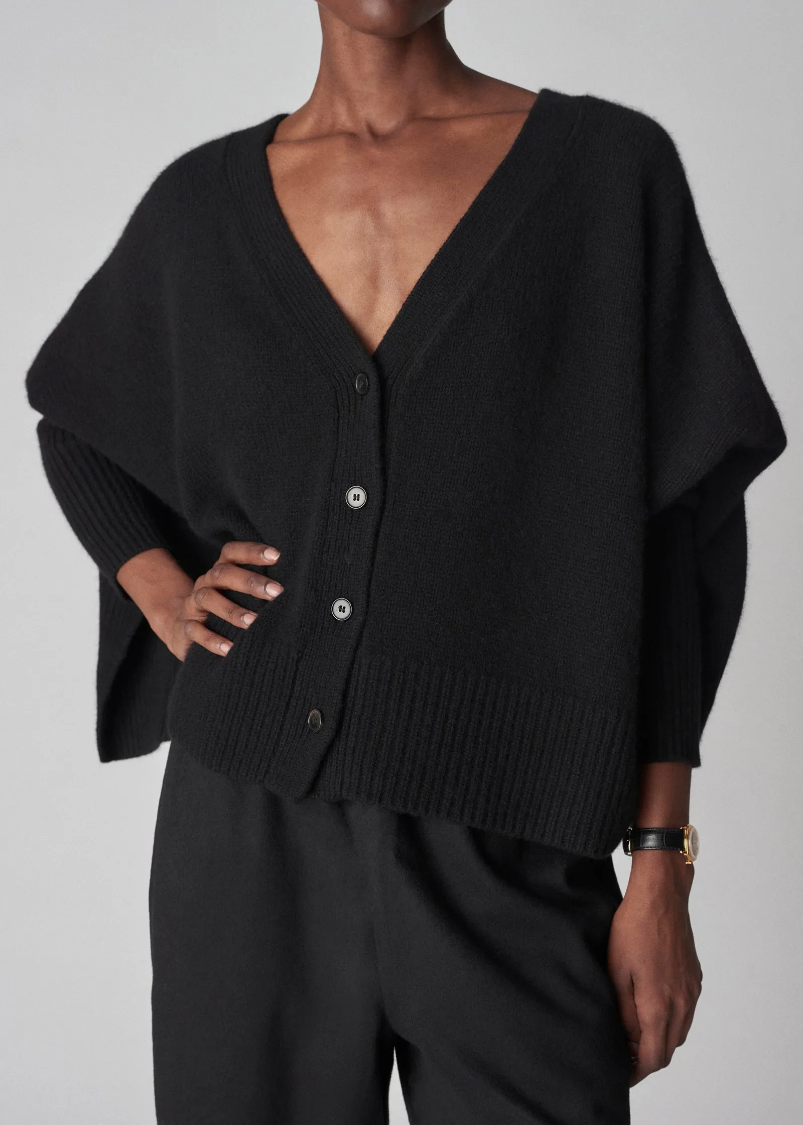 Batwing Cardigan in Cashmere - Black