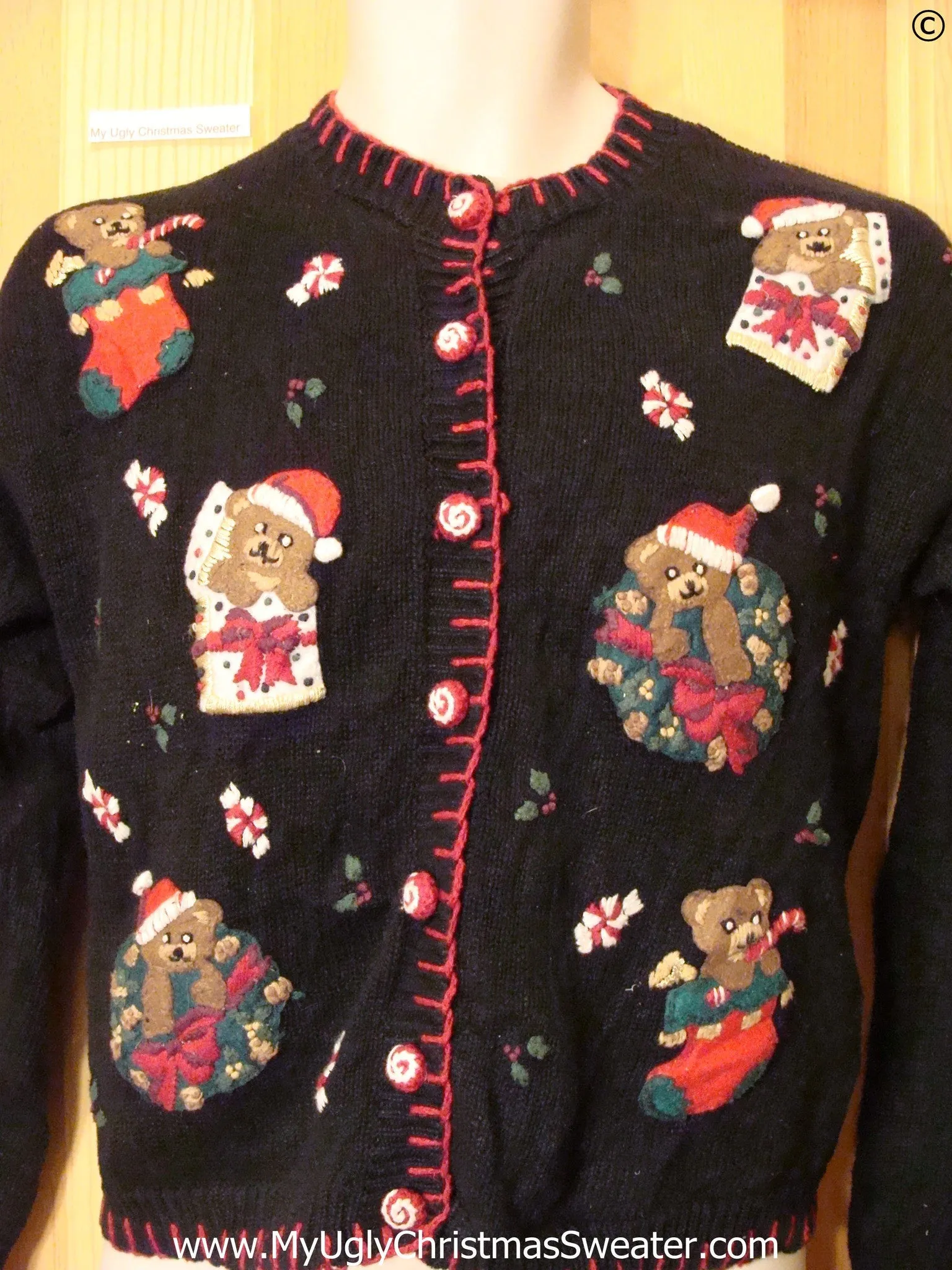 Bear Themed 2sided Cardigan Cheap Christmas Sweater