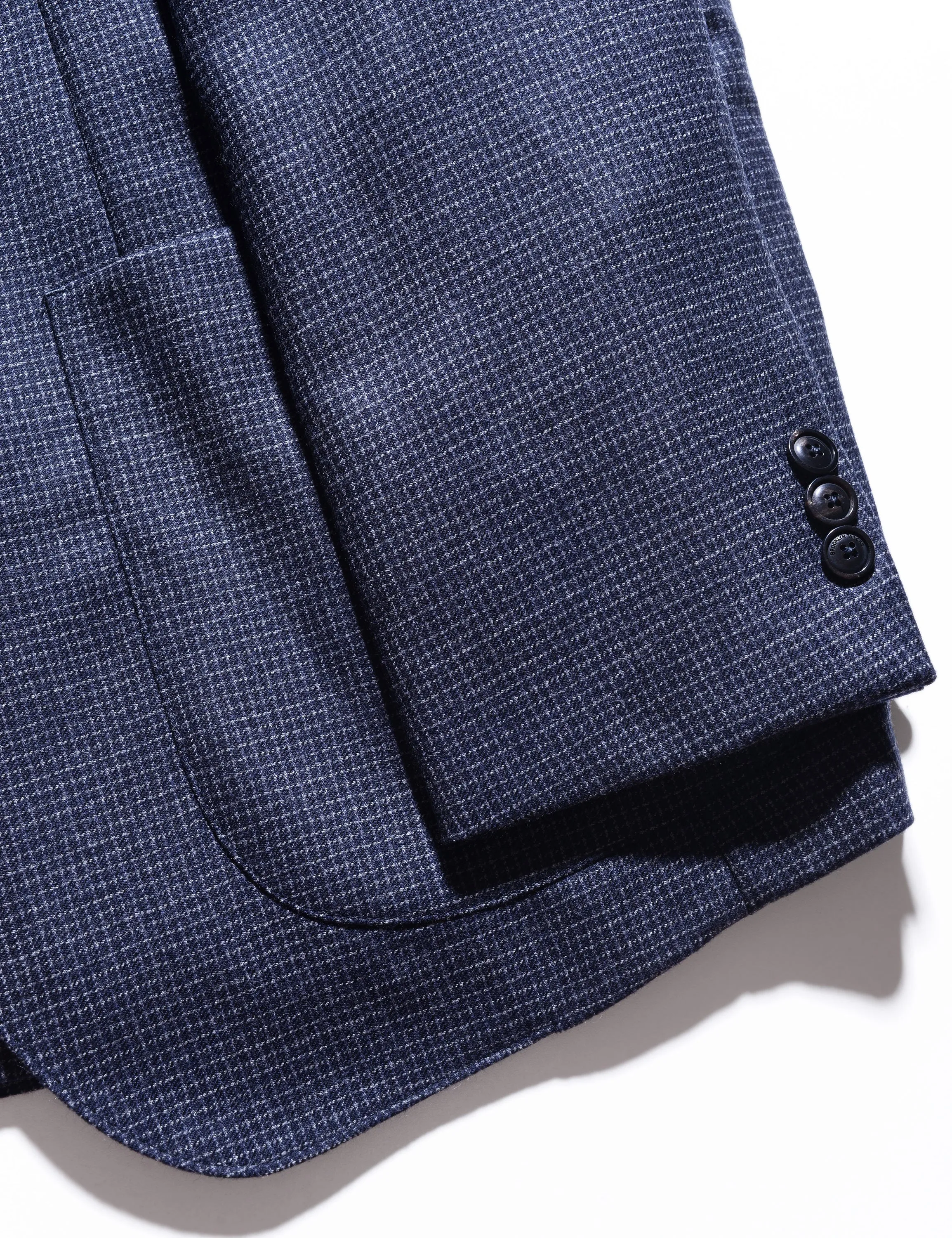 BKT35 Unstructured Jacket in Brushed Wool Microgrid - Navy