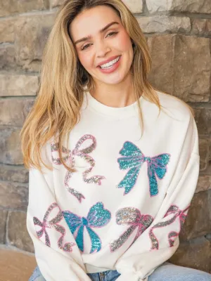 Bow Sequin Crewneck Sweatshirt by Simply Southern