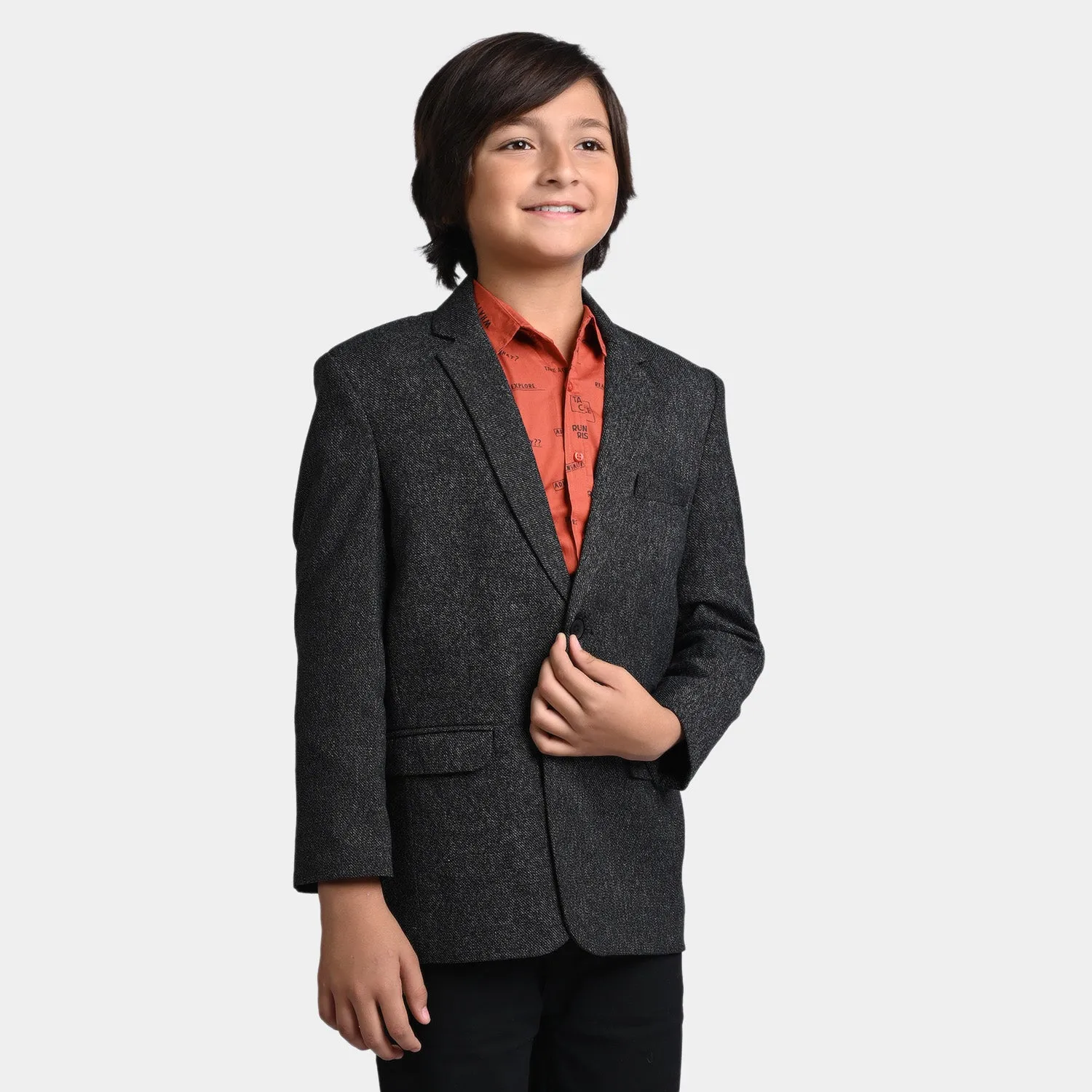 Boys Wool Blazer - BLACK