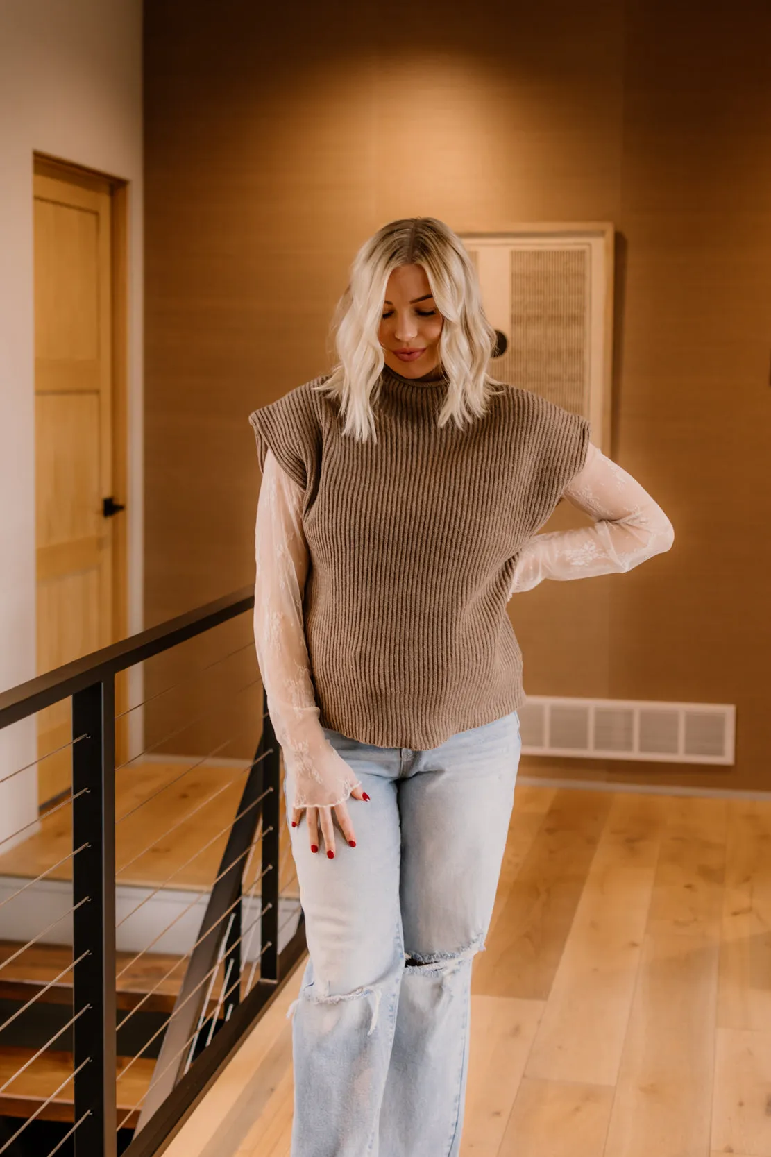 Brianne Turtleneck Sweater Vest | Mocha