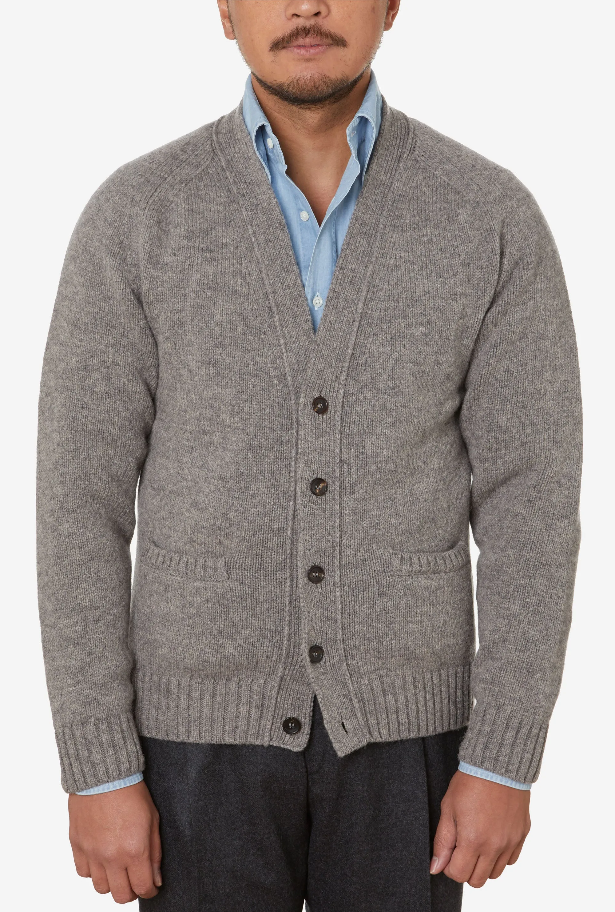 Button-Through Cardigan Lambswool Fawn