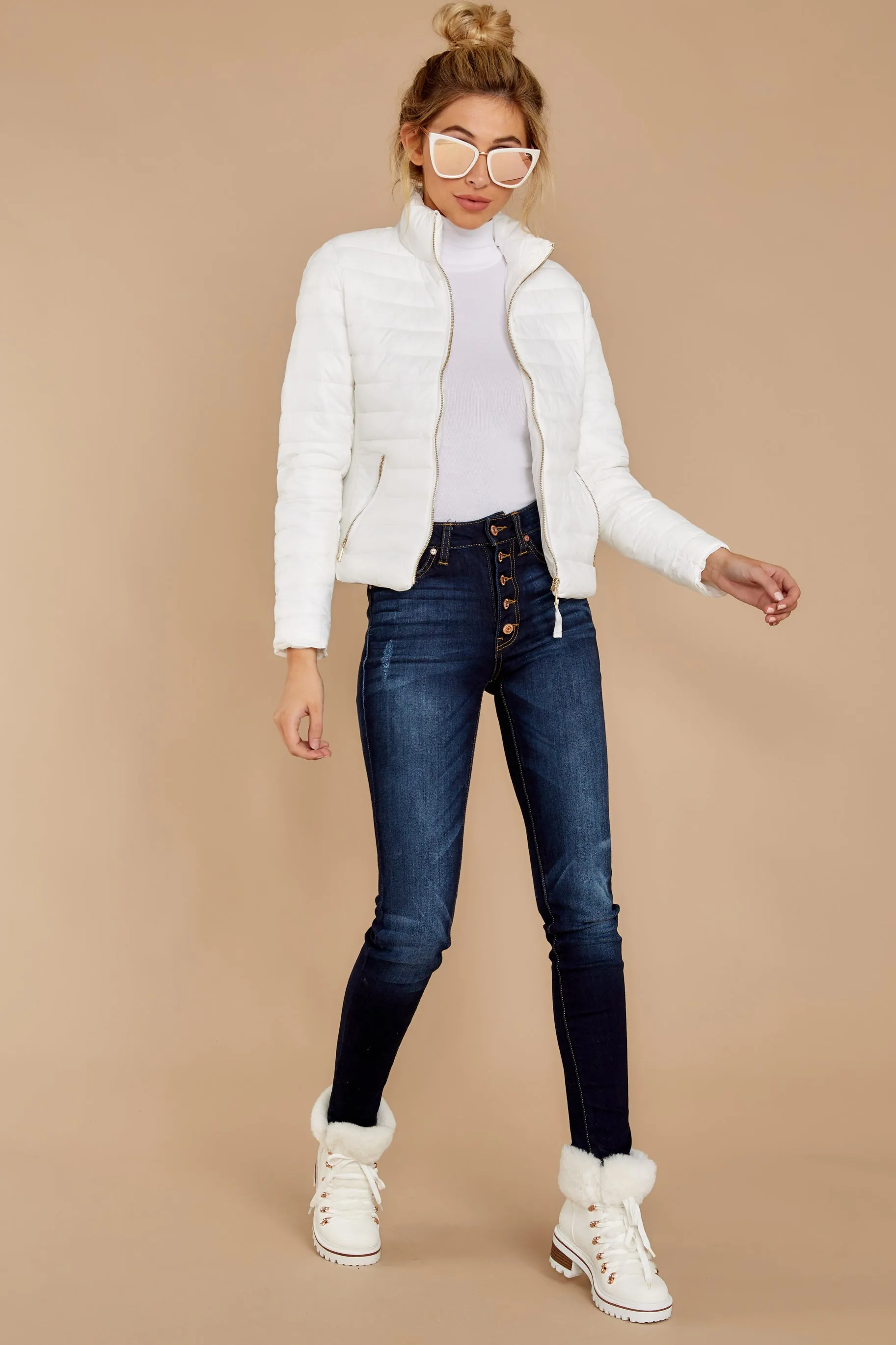 Cabin Cozy White Padded Jacket