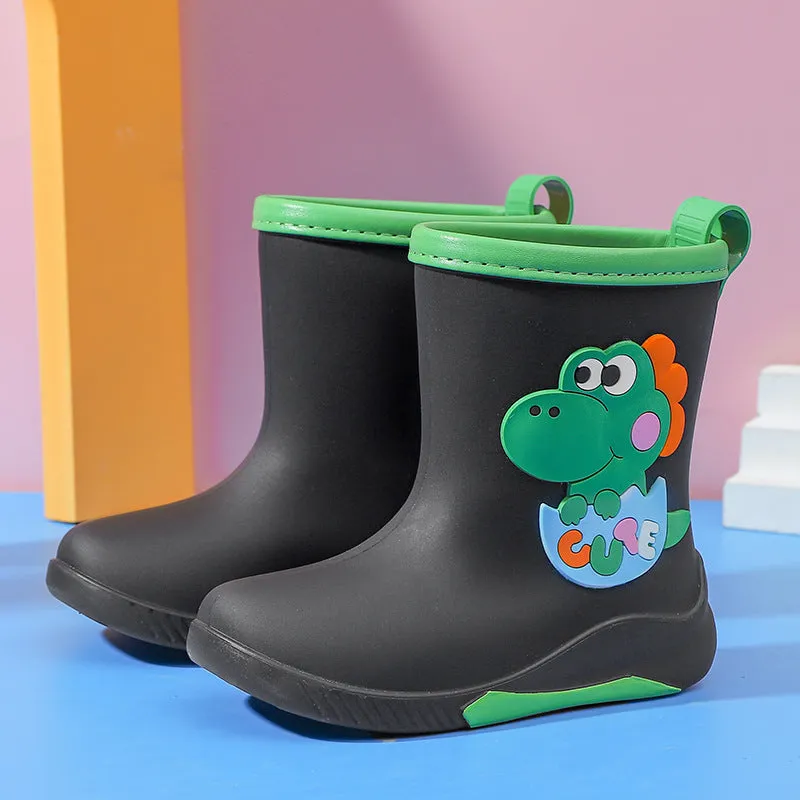 Children's cartoon rain boots plus velvet detachable rain boots for boys primary school students, middle-aged children, waterproof rain boots, medium tube water shoes