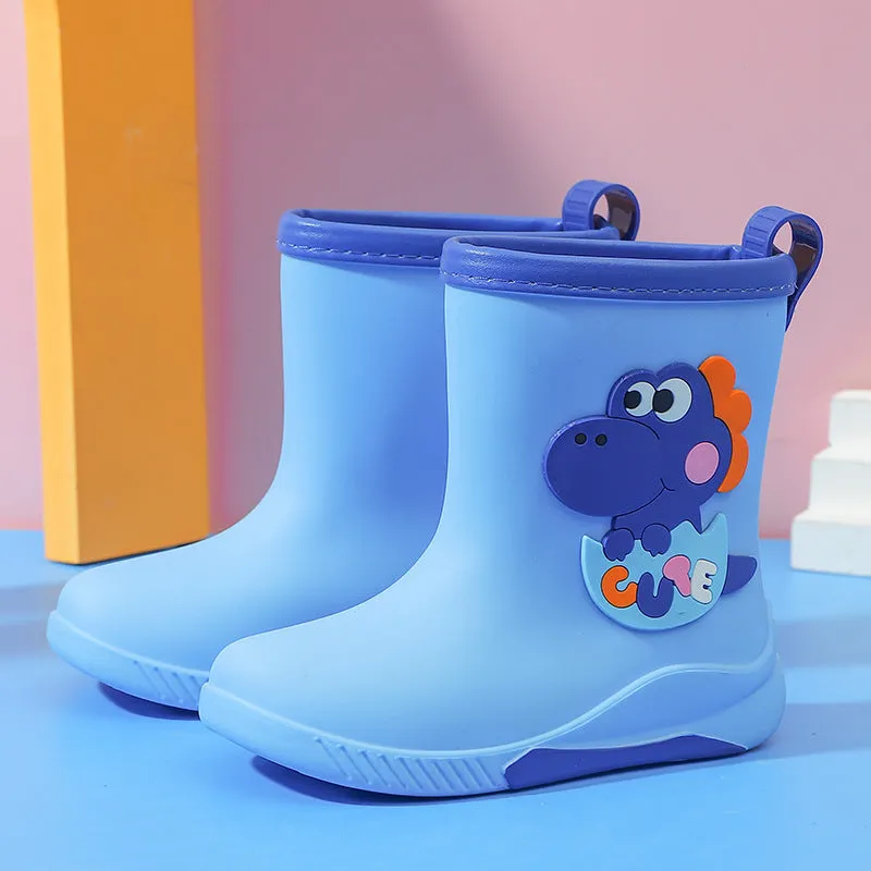 Children's cartoon rain boots plus velvet detachable rain boots for boys primary school students, middle-aged children, waterproof rain boots, medium tube water shoes