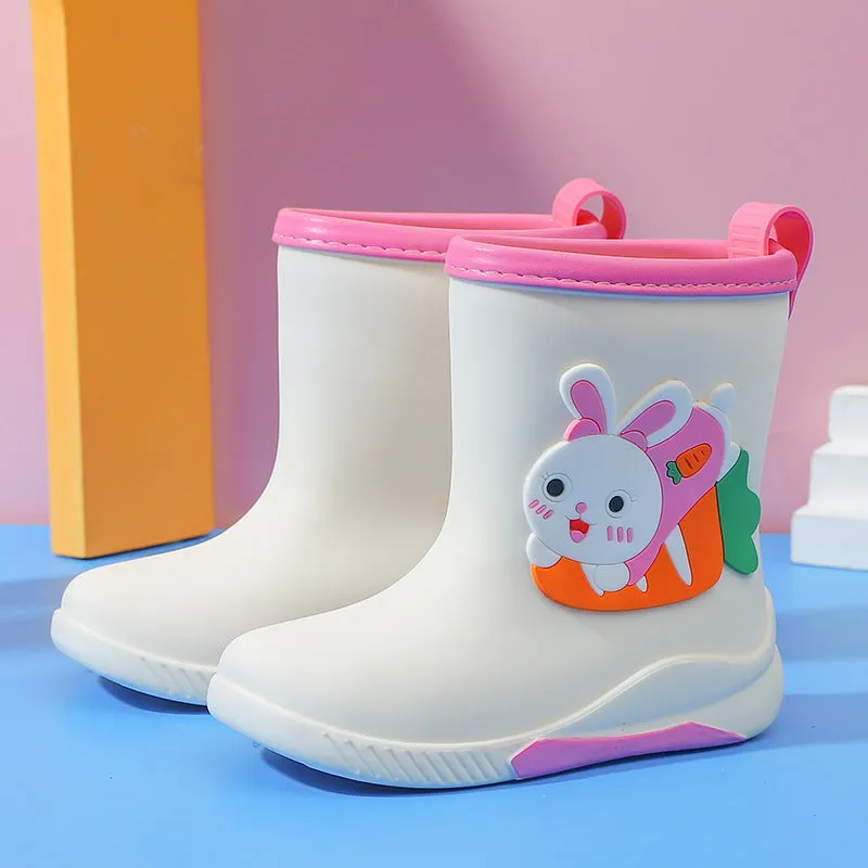 Children's cartoon rain boots plus velvet detachable rain boots for boys primary school students, middle-aged children, waterproof rain boots, medium tube water shoes