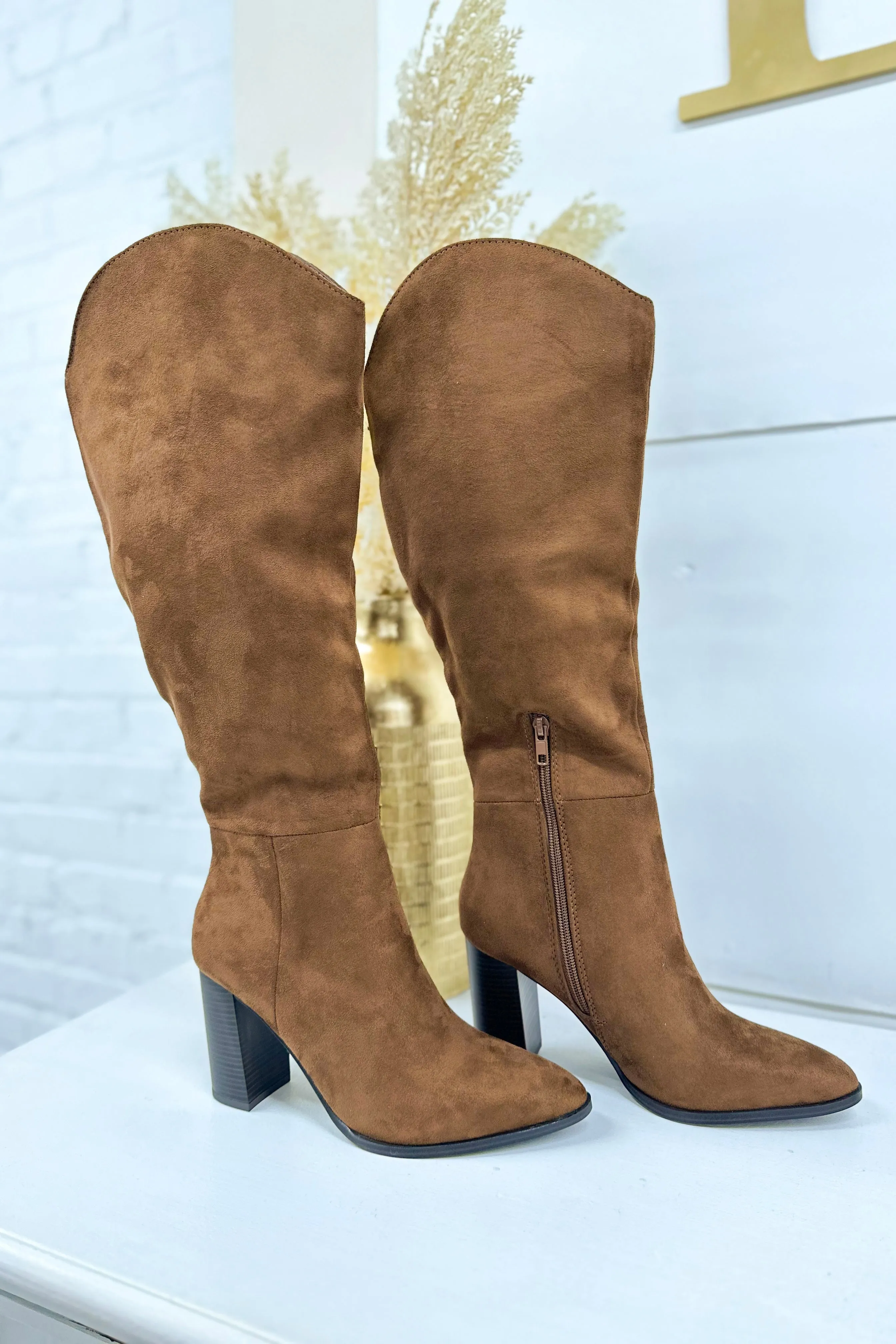 Chocolate Suede Knee High Boot