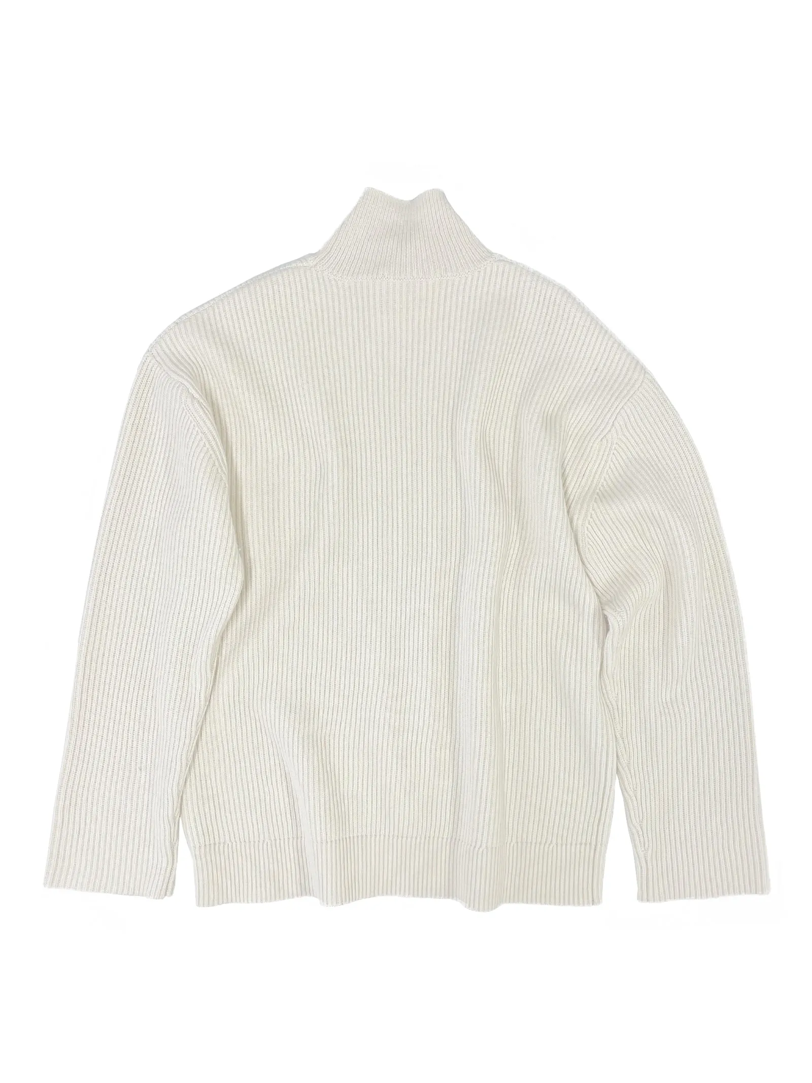 Cotton Cashmere Ribbed Mockneck in Ivory