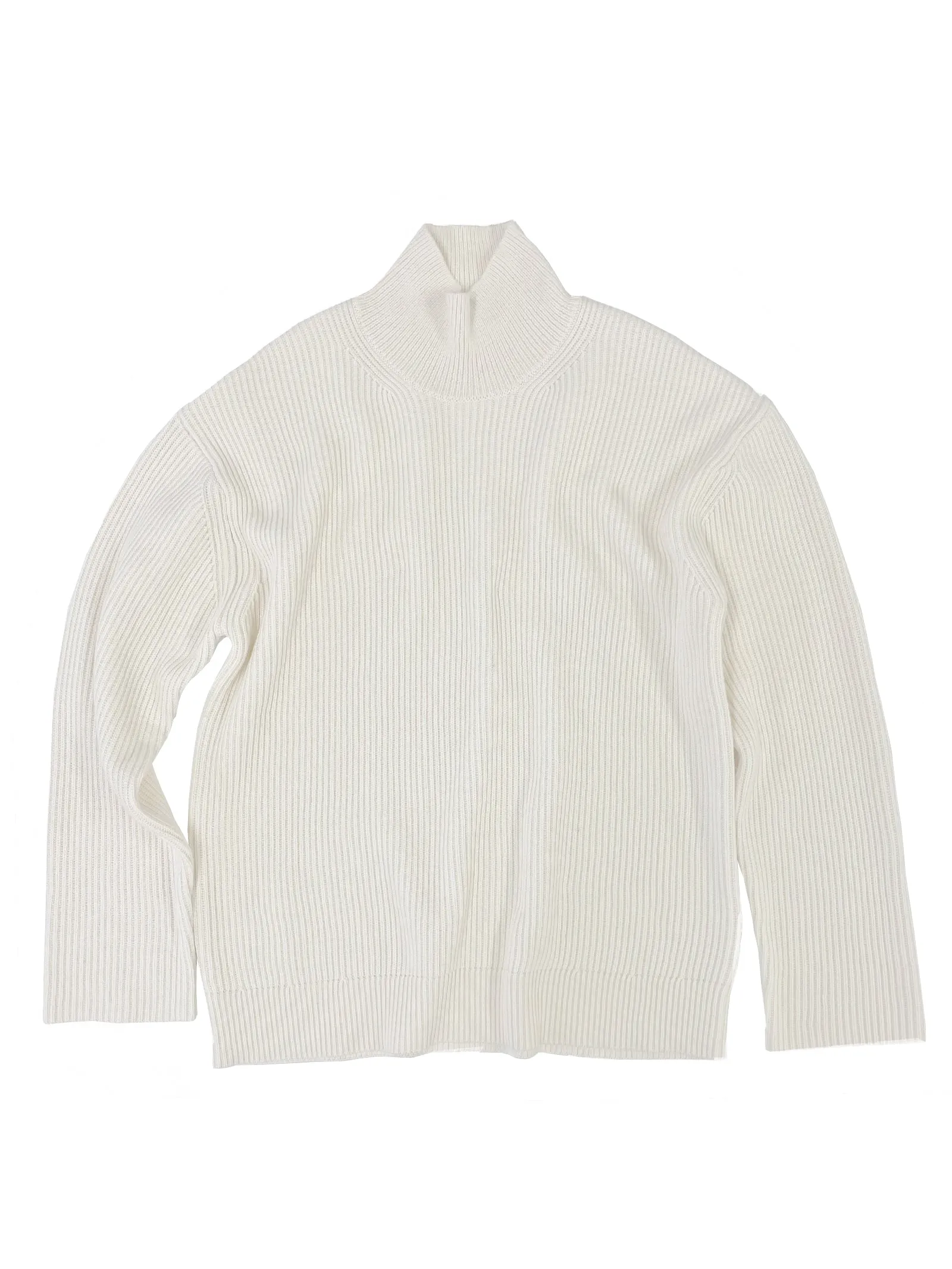 Cotton Cashmere Ribbed Mockneck in Ivory