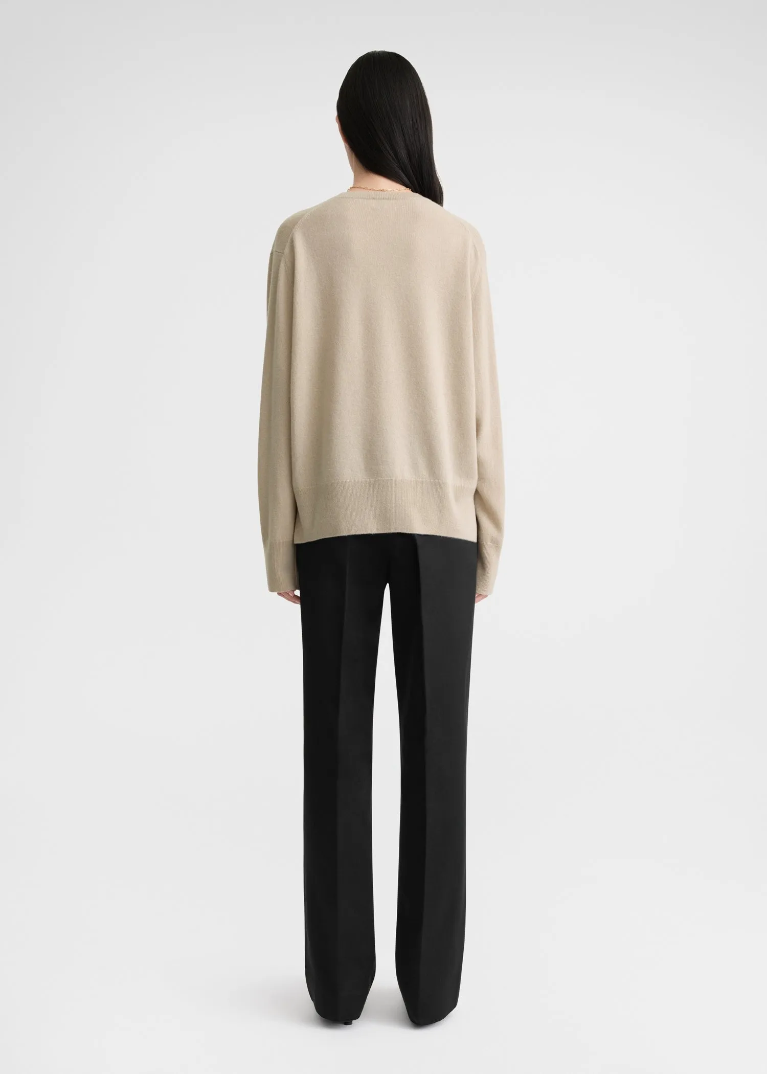 Crew-neck cashmere knit fawn