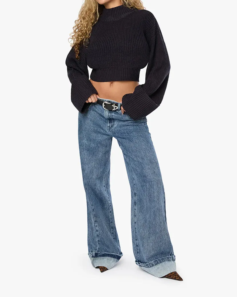 Cropped Turtle Neck Sweater Navy