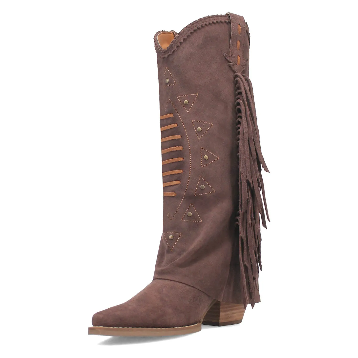 Dingo Womens Spirit Trail Brown Suede Cowboy Boots