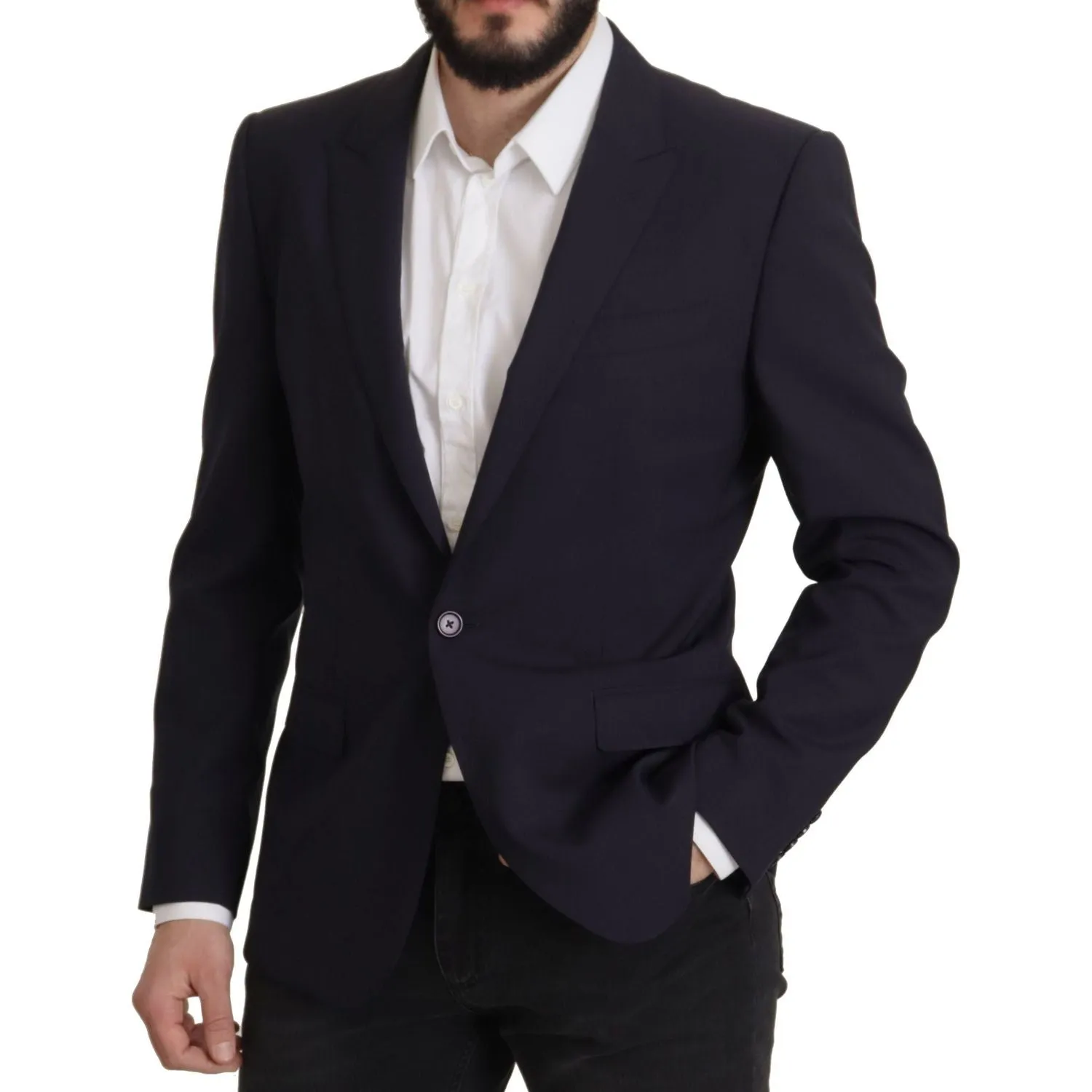 Dolce & Gabbana Elegant Navy Wool Blend Slim Blazer