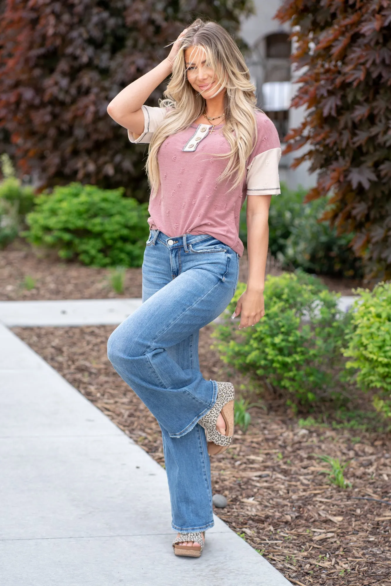 Eliza	Mid Rise Dip Front Dad Jeans