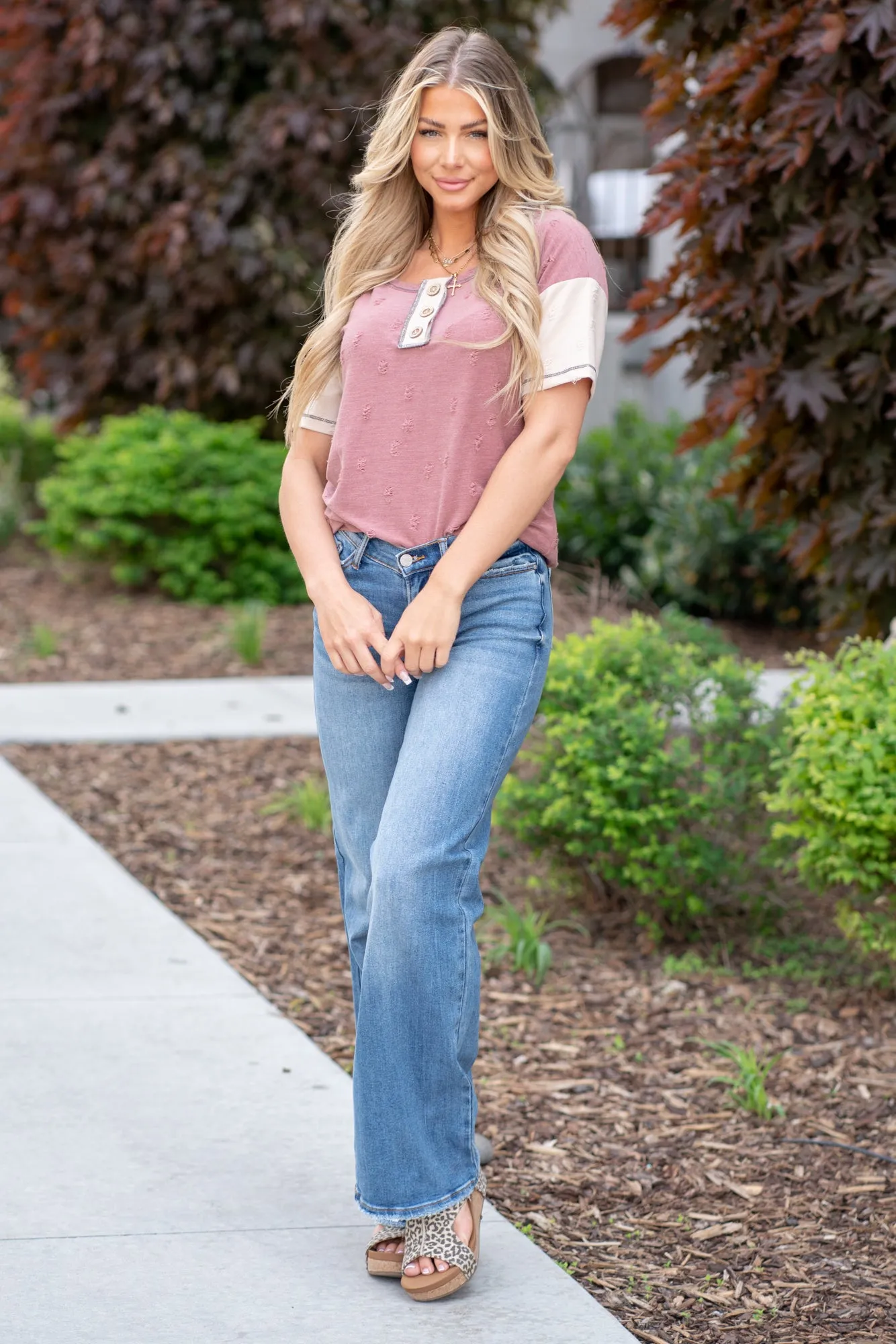 Eliza	Mid Rise Dip Front Dad Jeans