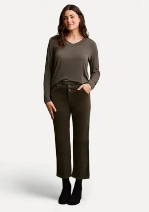 Fallon Fly Front Ankle Pant - Spinach