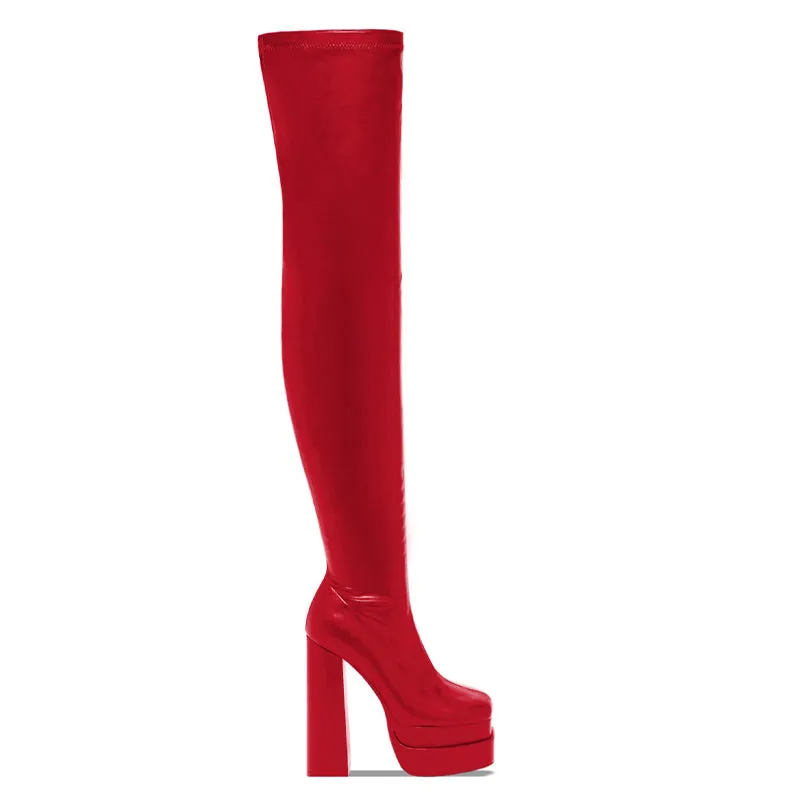 Fashion High Heels Thigh High Zip-up Platform Boots