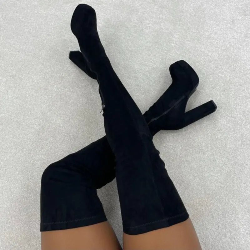 Fashion High Heels Thigh High Zip-up Platform Boots