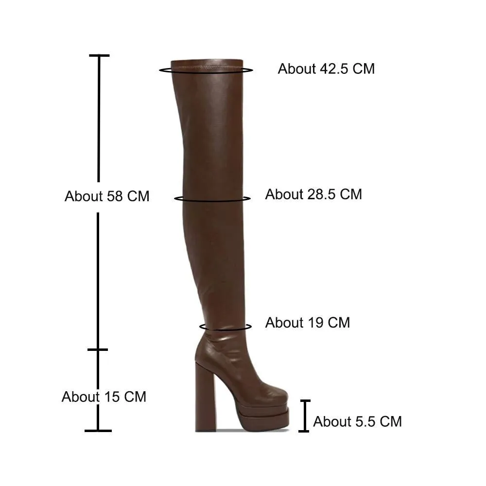 Fashion High Heels Thigh High Zip-up Platform Boots