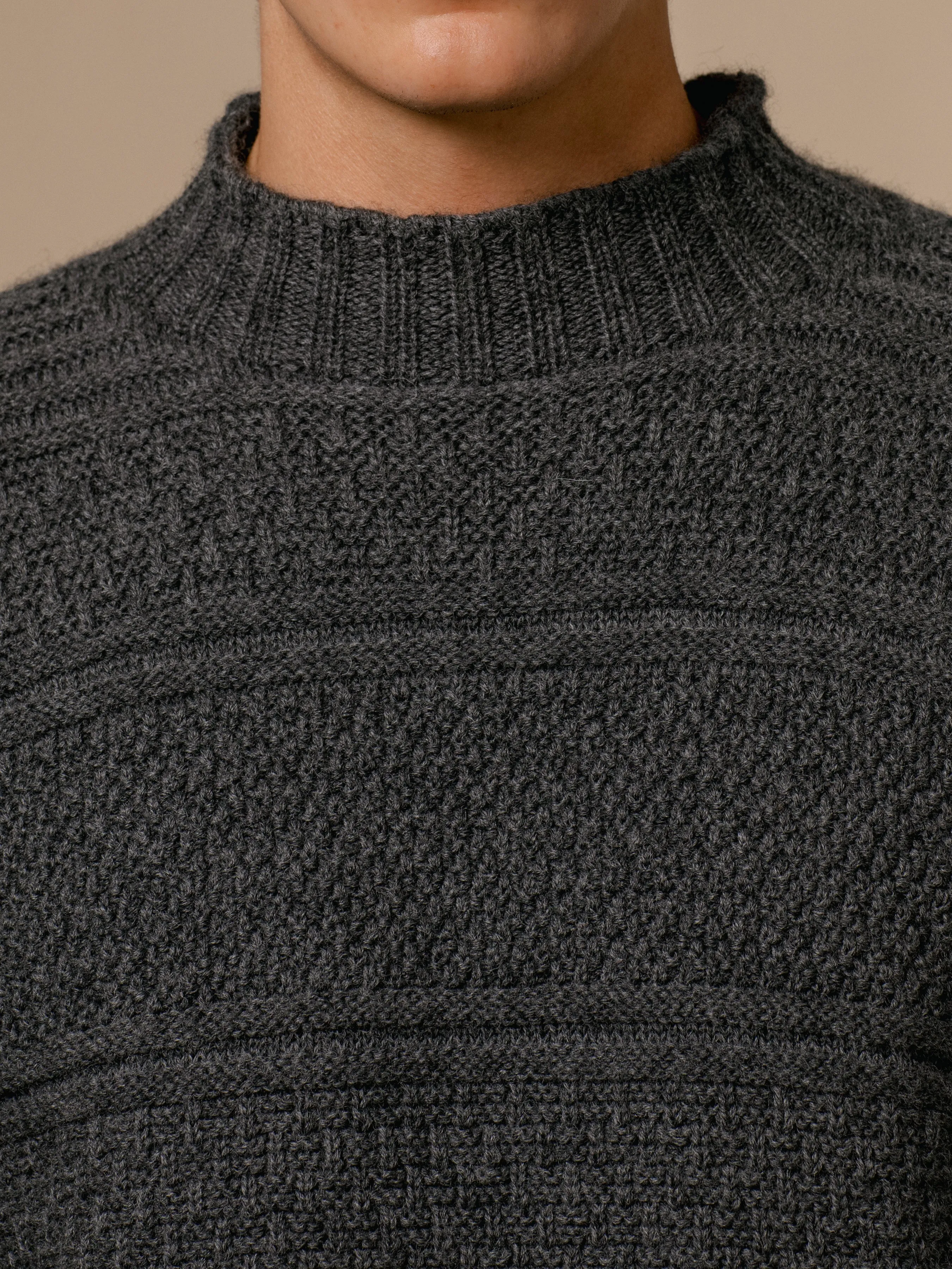 Fife Gansey Knit in Charcoal Merino Wool