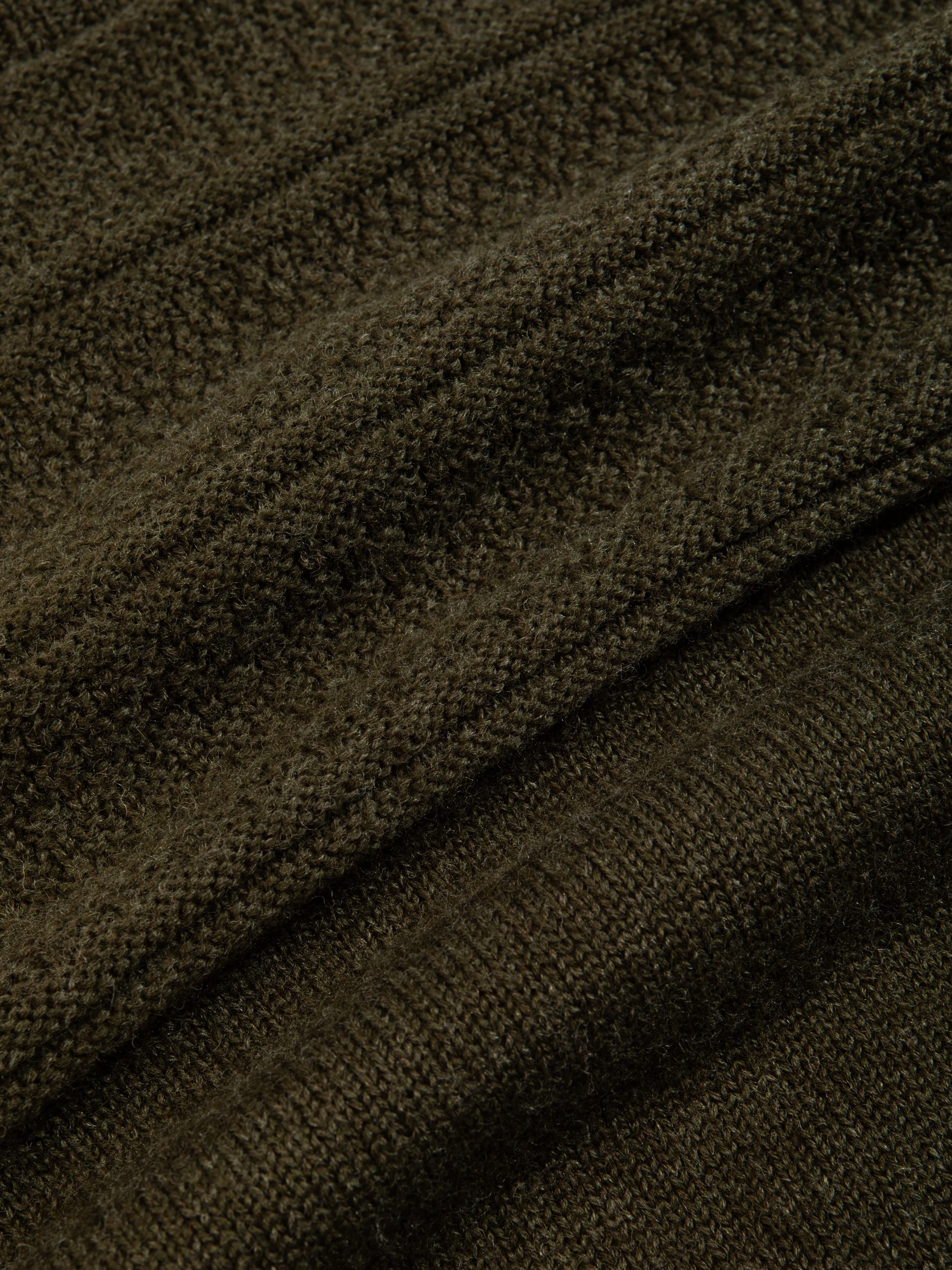 Fife Gansey Knit in Dark Olive Merino Wool