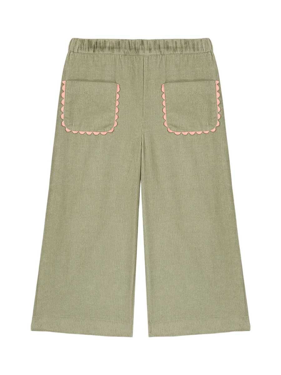 Flor Scallop Trim Corduroy Pants