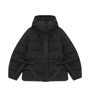 GANNI Black Seersucker Puffer Jacket