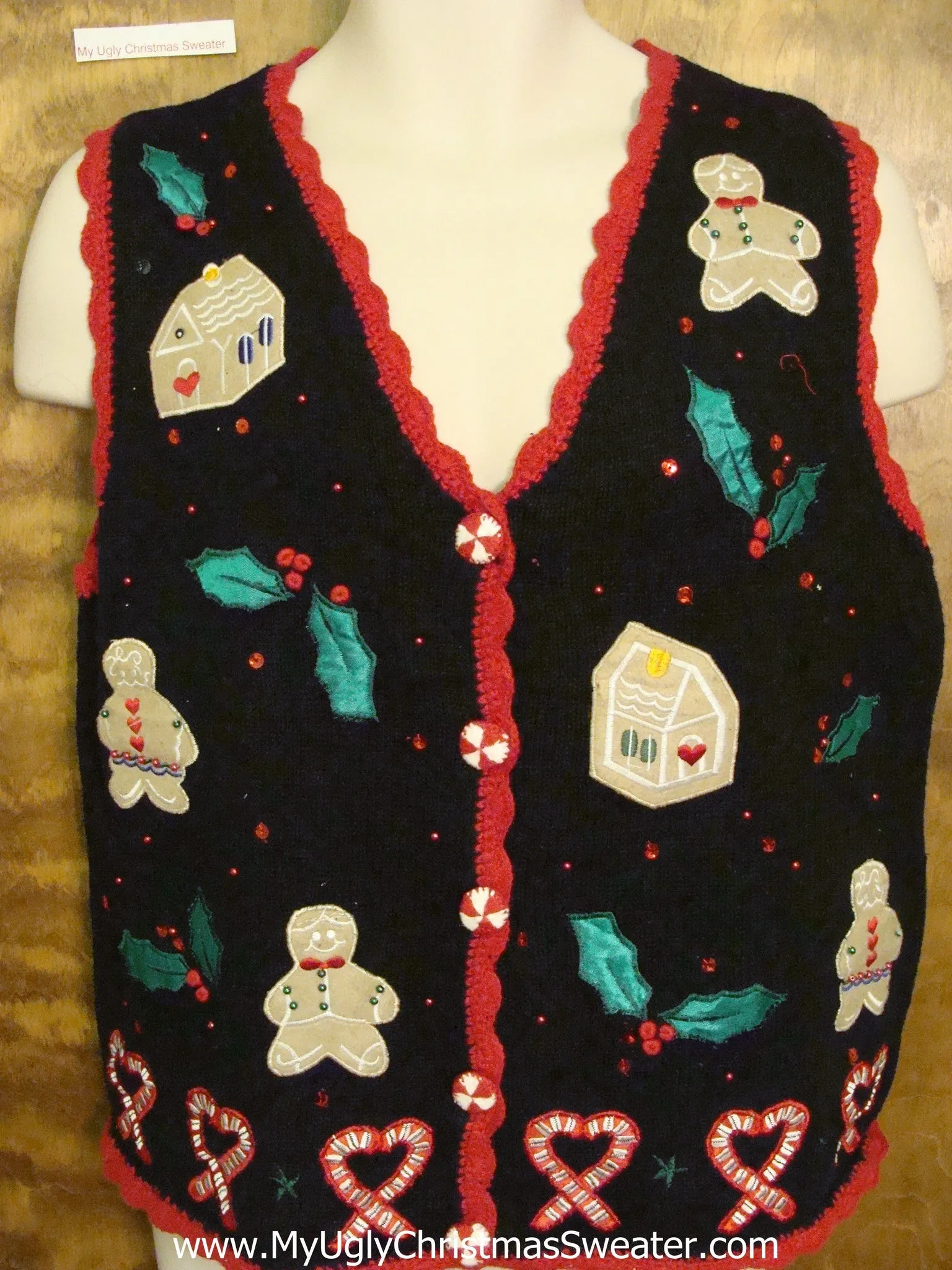 Gingerbread Men Corny Christmas Sweater Vest