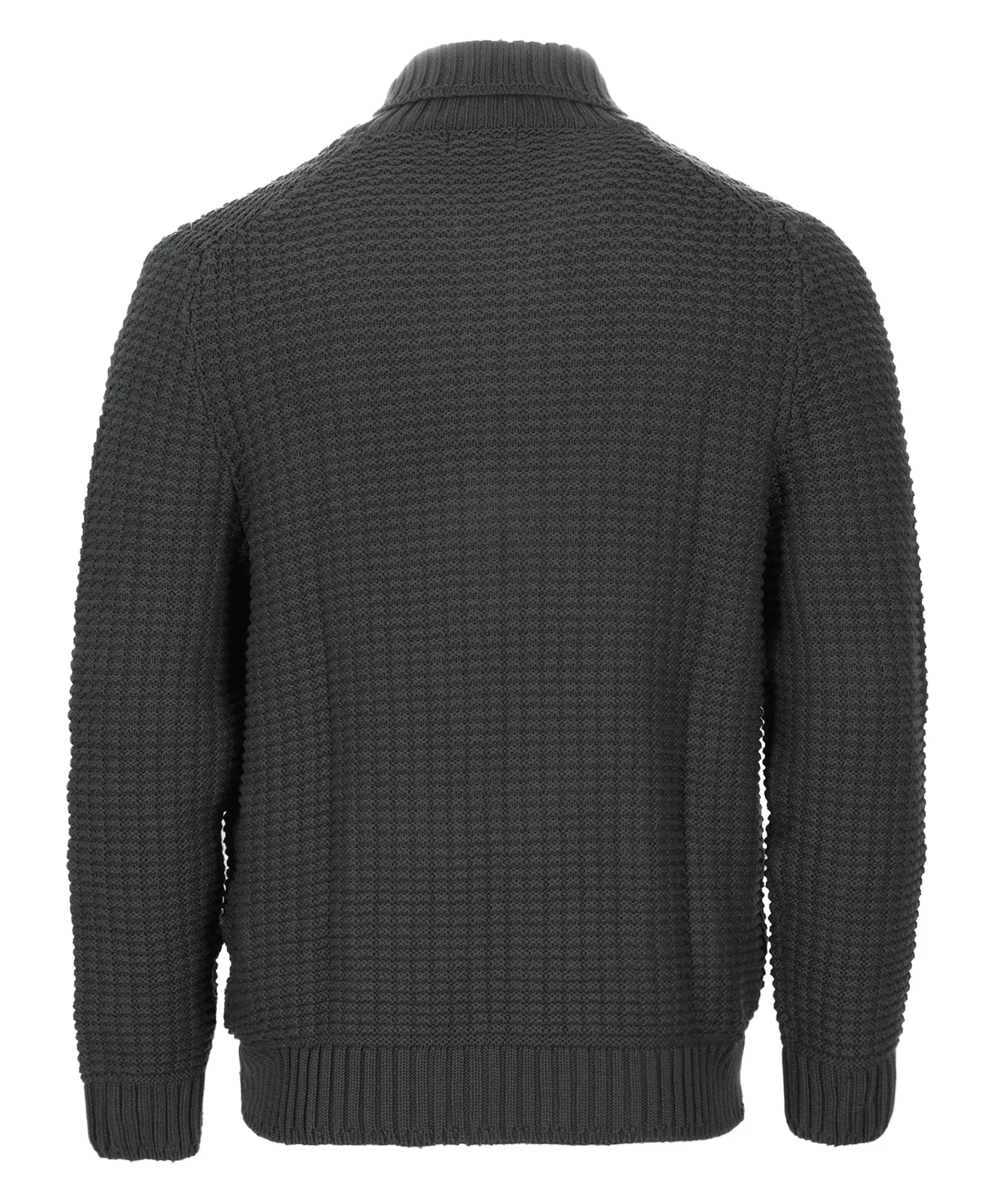 Gioberti Men's Charcoal 100% Cotton Milano Knit Full-Zip Sweater