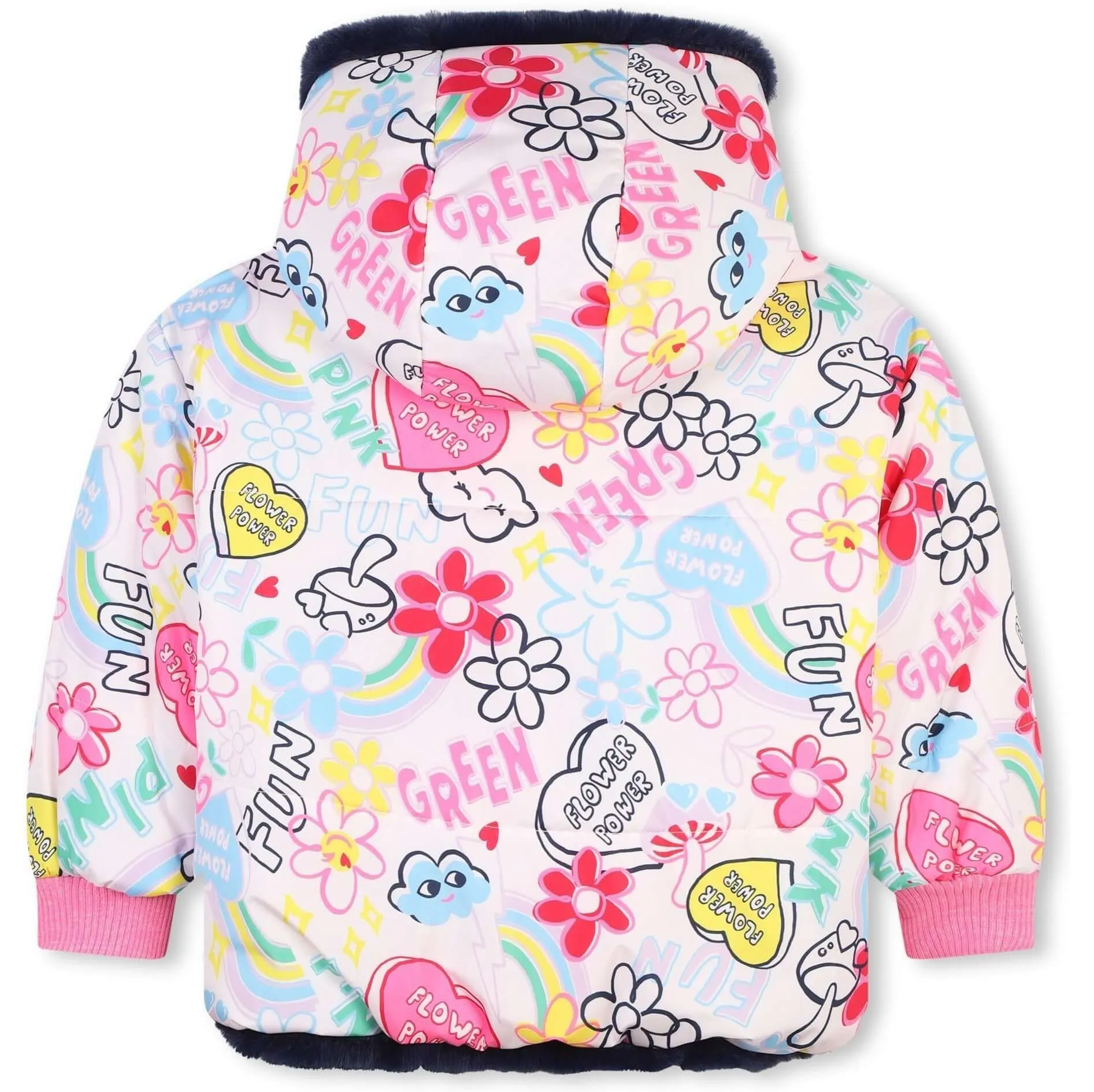 Girls Graffiti Reversible Puffer Coat