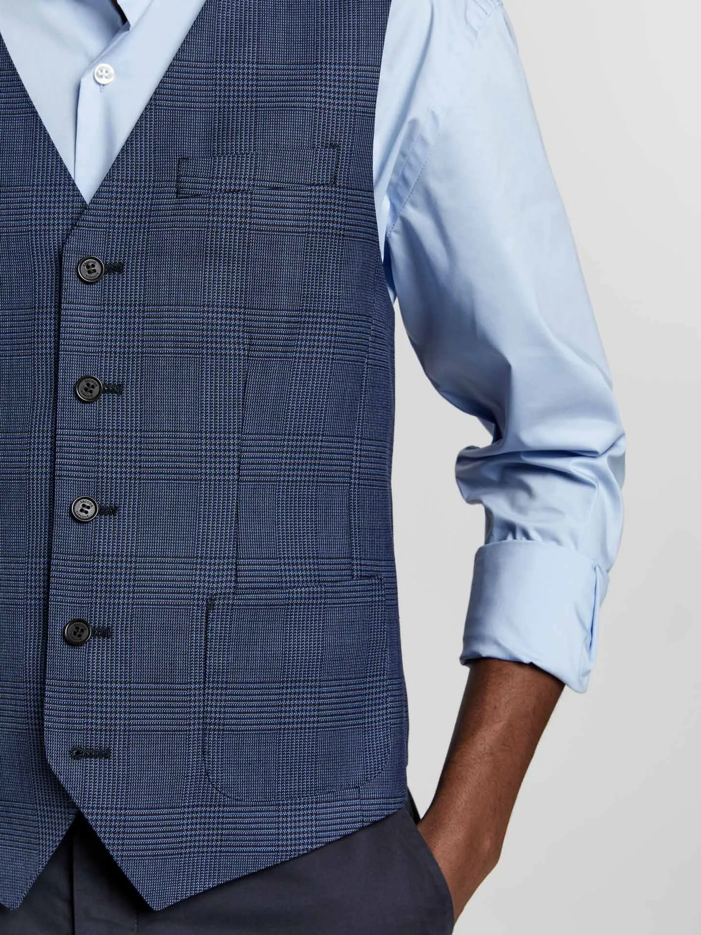 Glen plaid wool waistcoat