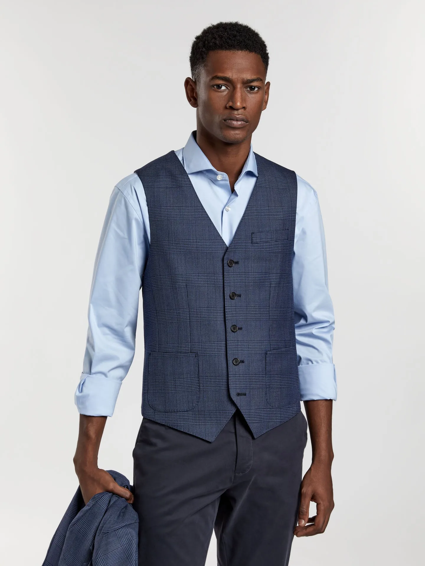 Glen plaid wool waistcoat