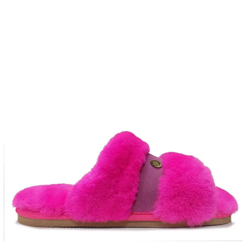 Goldie Fluffy Sheepskin Slides