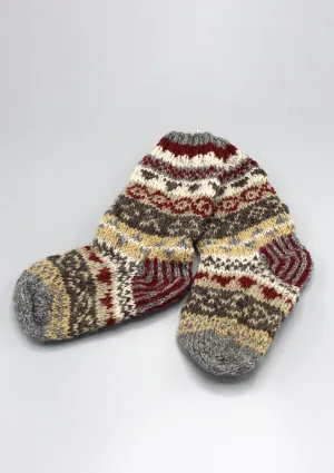 Gray Red Multicolored Pure Woolen Children Socks