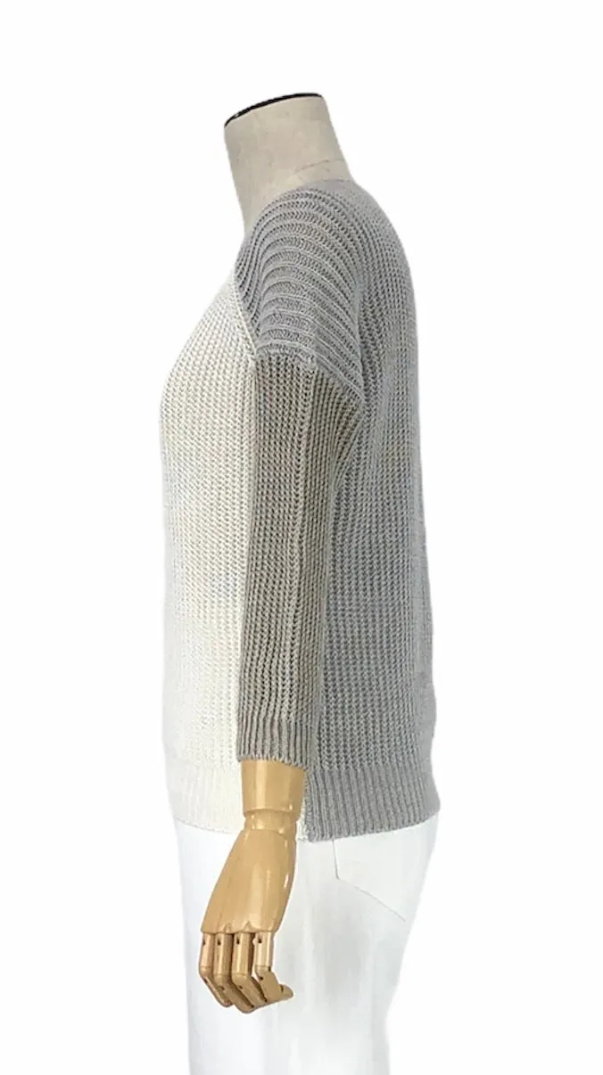 Grey Colorblock Linen Sweater | Size S