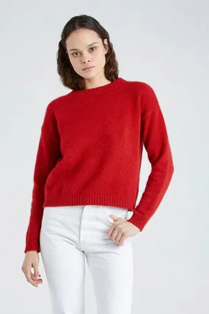 HOLLY ROUND NECK CASHMERE SWEATER - CHERRY RED