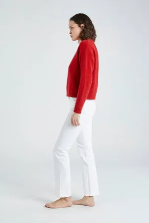 HOLLY ROUND NECK CASHMERE SWEATER - CHERRY RED