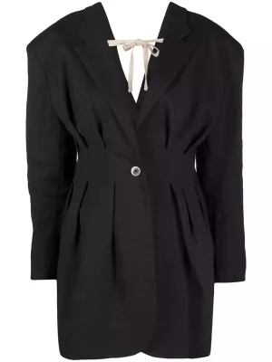 Jacquemus La Veste Camargue Black Hemp Wool Blazer Dress 36 S