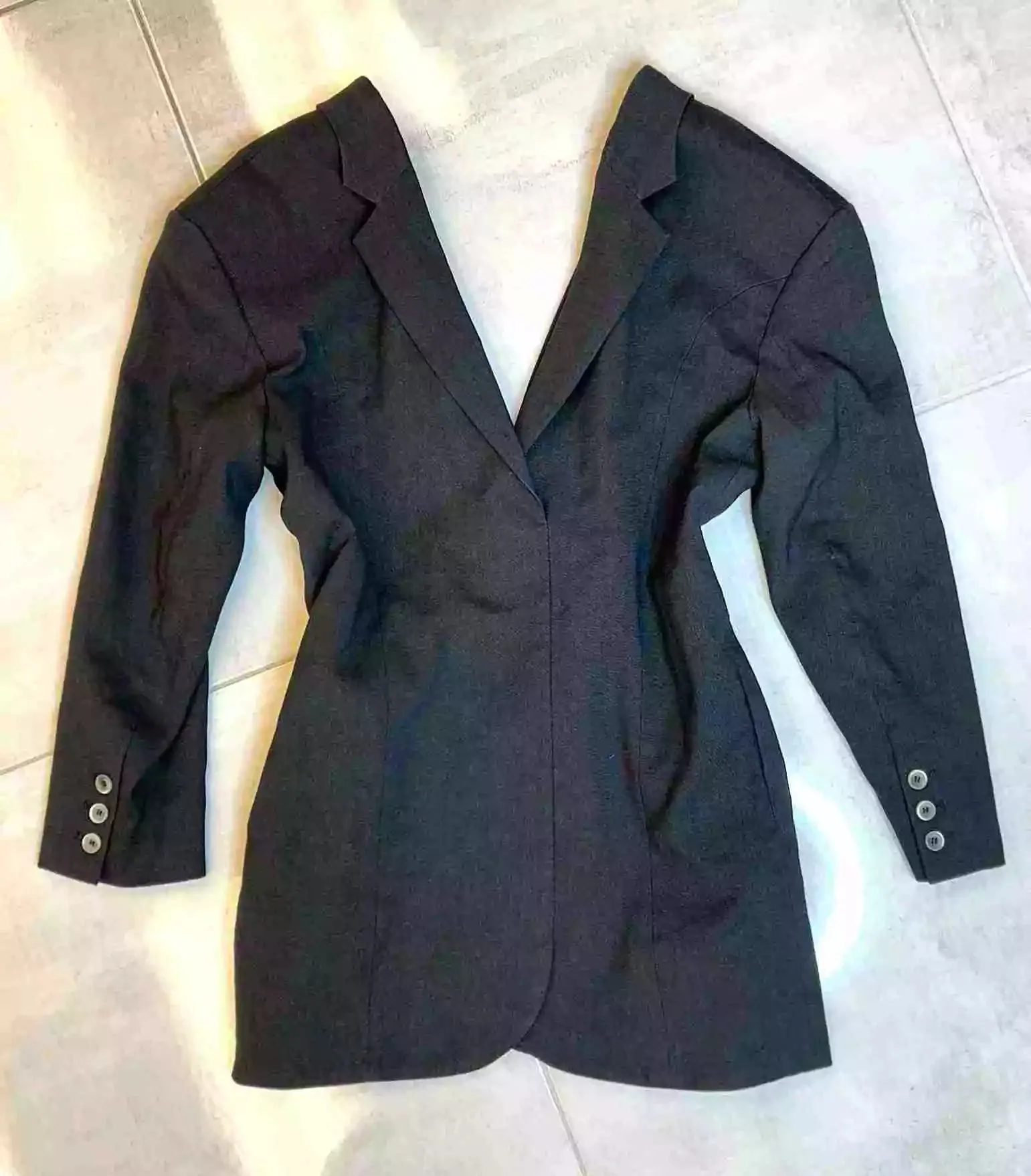 Jacquemus La Veste Camargue Black Hemp Wool Blazer Dress 36 S