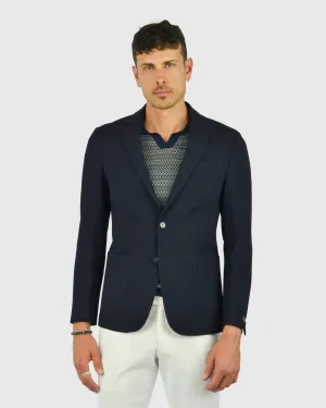 KARL LAGERFELD 524030 NAVY HERRINGBONE BLAZER